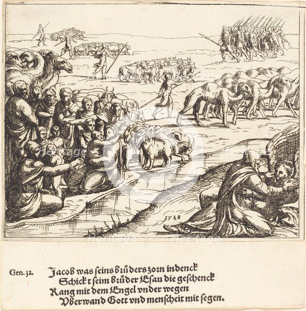 Jacob Wrestling with the Angel, 1548. Creator: Augustin Hirschvogel.