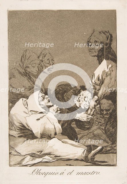 Plate 47 from 'Los Caprichos':A gift for the master (Obsequio á el maestro), 1799. Creator: Francisco Goya.