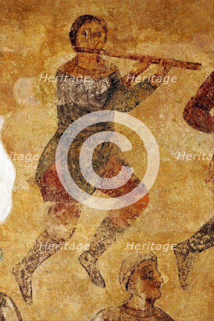 Musicians and acrobats (detail). Artist: Ancient Russian frescos  