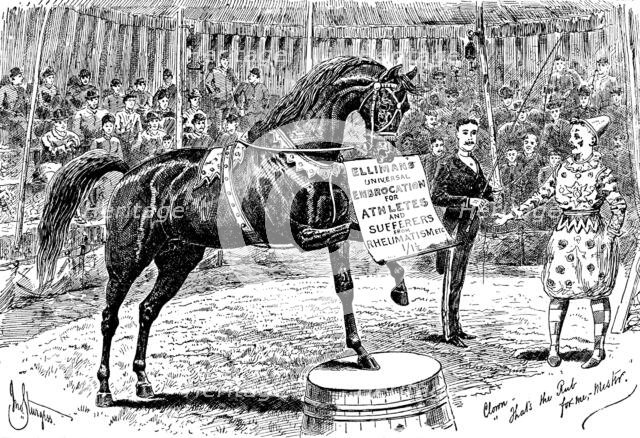 Advertisement for Elliman's Universal Embrocation, 1890. Creator: William Stanfield Sturgess.