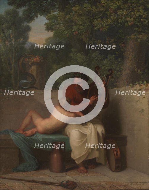 The Greek Poet Anacreon and Bathyll;Anacreon and Amaryllis (Bathyll), 1808. Creator: Nicolai Abraham Abildgaard.
