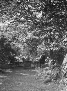 Tea in the Griffin or Nissen Garden, 1931 June 14. Creator: Arnold Genthe.