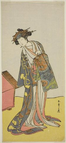 The Actor Iwai Hanshiro IV as the Courtesan Agemaki in the Play Sukeroku Yukari no..., c. 1776. Creator: Shunsho.