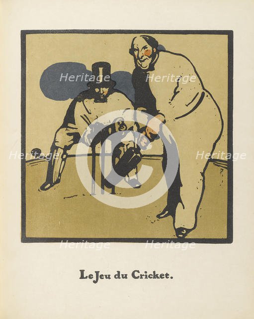 Cricket Game. From Almanach de Douze Sports, 1898. Artist: Nicholson, Sir William (1872-1949)