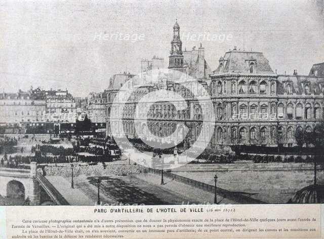 Artillery pieces lined up outside the Hotel de Ville, Paris, 16 May 1871. Artist: Unknown