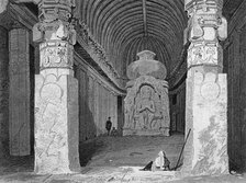 'Interior of the Bisma Kurm, Caves of Ellora', 1834. Creator: George Cattermole.