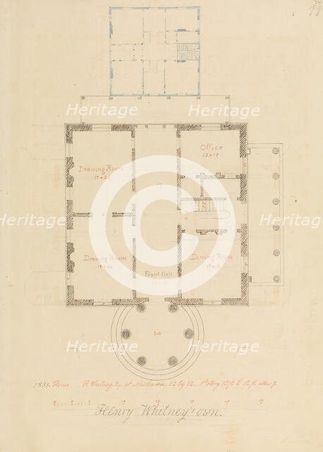 House for Henry Whitney, New Haven, Connecticut (client's plan), 1835. Creator: Alexander Jackson Davis.