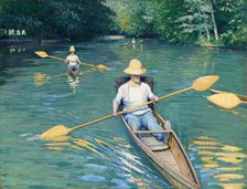 Skiffs, 1877. Creator: Gustave Caillebotte.