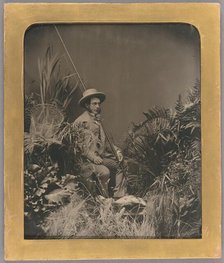 Studio Portrait of a Man Posed with Fishing Gear / The Fisherman, about 1860. Creator: Unknown.