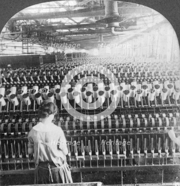 Spinning room, Philadelphia, Pennsylvania, USA, late 19th or early 20th century(?). Artist: Keystone View Company