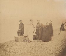 [La Comtesse with Group on a Rocky Beach], 1860s. Creator: Pierre-Louis Pierson.