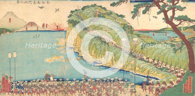 Daimyo's Processions Passing along the Tokaido, 19th century. Creator: Sadahide Utagawa.