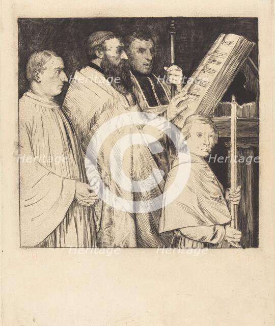 Choristers, 1st plate (Le lutrin). Creator: Alphonse Legros.