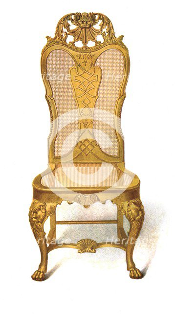 Gilt cane chair, 1906. Artist: Shirley Slocombe.