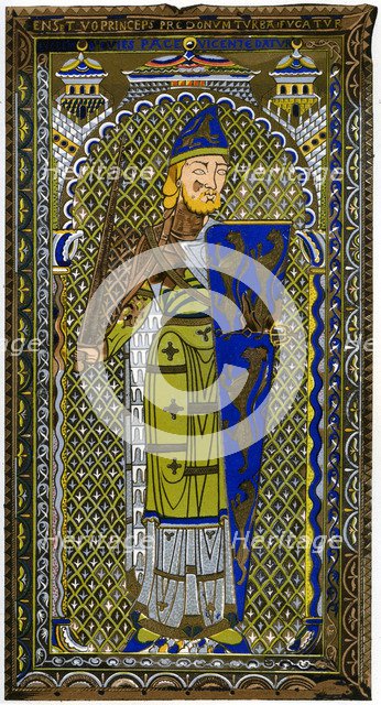 Representation of the enamel effigy of Geoffrey V on his tomb at Le Mans Cathedral, 1849.Artist: Lemercier