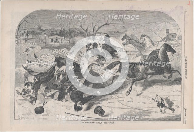 The Sleighing Season - The Upset (Harper's Weekly, Vol. IV), January 14, 1860. Creator: Unknown.