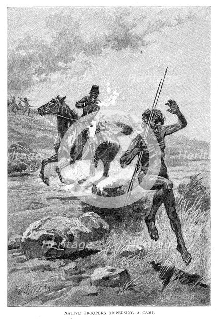 'Native Troopers Dispersing A Camp', Australia, 1886.Artist: Frank P Mahony