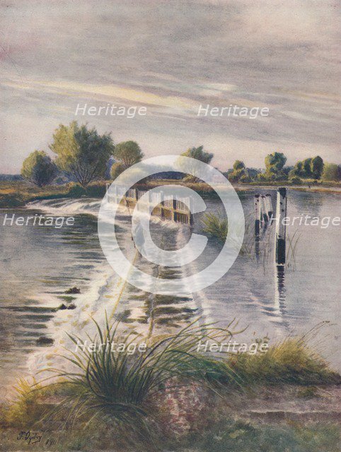'Weir at Chertsey', 1911, (1914). Artist: James S Ogilvy.