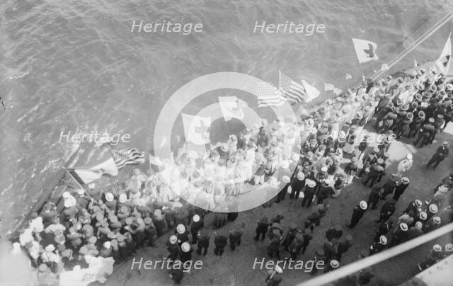 Flags greet Wilson, between c1915 and c1920. Creator: Bain News Service.