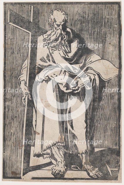 Saint Philip standing holding a book and a cross, ca. 1590-1600. Creator: Giuseppe Scolari.