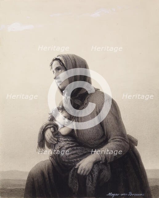 Kneeling Peasant Woman, mid 19th century. Creator: Johann Georg Meyer.