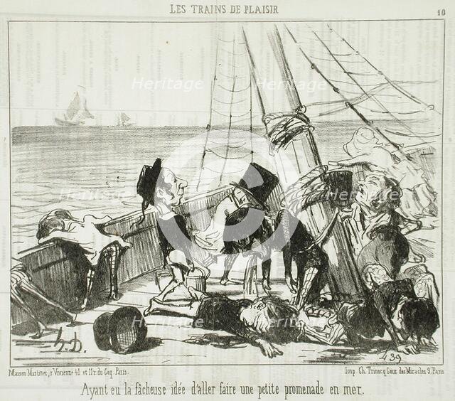 Ayant eu la fâcheuse idée d'aller...en mer, 1852. Creator: Honore Daumier.