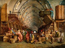 A bazaar (the Egyptian bazaar, Constantinople?). Creator: John Varley.
