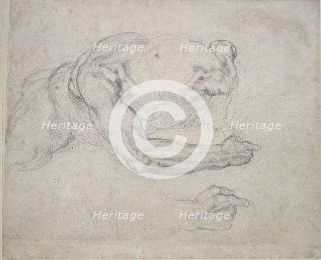 Study of a Man rising from the Ground, 16th century. Artist: Michelangelo Buonarroti.