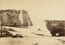 Beach at Etretat, 1870s. Creator: Unknown.