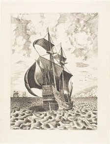 Armed Four-Master Sailing Towards a Port, from The Sailing Vessels, c. 1560–62, published 1665. Creator: Frans Huys.