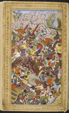 First Battle of Panipat, 1526. Miniature from Baburnama, ca 1592. Creator: Anonymous.