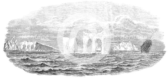 Passage of the Ship "Medway" through Icebergs, on her homeward voyage from Melbourne, 1854. Creator: Unknown.