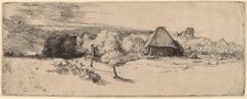 Landscape with Trees, Farm Buildings and a Tower, c. 1651. Creator: Rembrandt Harmensz van Rijn.