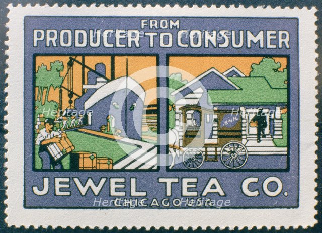 Label advertising the Jewel Tea Co of Chicago, USA. Artist: Unknown