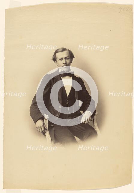 Portrait of a Seated Young Man, about 1858. Creator: Gustave Le Gray.