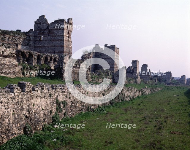 A view of the walls of Theodosius II in Istanbul.
