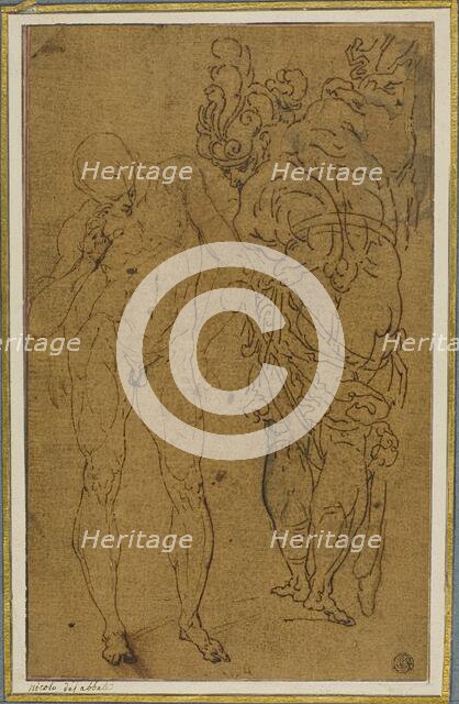 Male Nude and Warrior in Armor, n.d. Creator: Unknown.