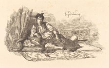Jewish Woman of Algiers (Juive d'Alger et une rue à Alger), 1838. Creator: Eugene Delacroix.