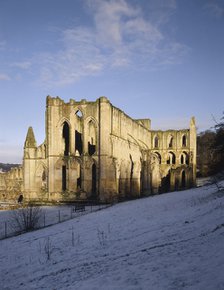Rievaulx Abbey church from the North East with snow, North Yorkshire, 1998. Artist: Paul Highnam