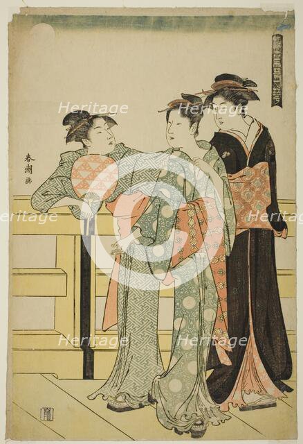 Moon, from the series "Snow, Moon, and Flowers of the Floating World (Ukiyo..., c. 1784/85. Creator: Katsukawa Shuncho.