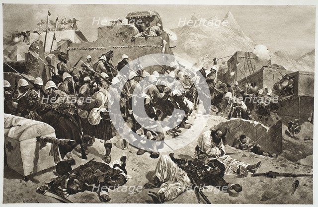 92nd Highlanders and 2nd Gurkhas storming Gaudi Mullah Sahibdad, Afghanistan, (1901). Creator: Unknown.