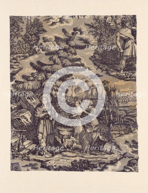 Le Solitaire au Pont du Torrent (The Hermit at the Bridge over the Torrent) (Furnishing Fabric), c18 Creator: Hartmann et Fils.