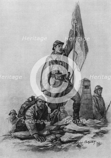 'Le retour des Serbes en Serbie; le 30 septembre 1916, les soldats de la troisieme armee..., 1916. Creator: Vladimir Betzitch.