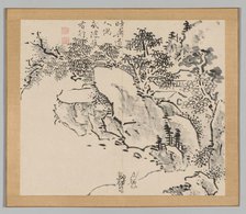 Double Album of Landscape Studies after Ikeno Taiga, Volume 2 (leaf 34), 18th century. Creator: Aoki Shukuya (Japanese, 1789).