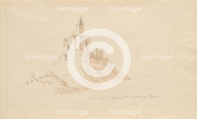 Das alte Schloss Gutenfeis bei Caub am Rhein. Creator: Julius von Leypold.