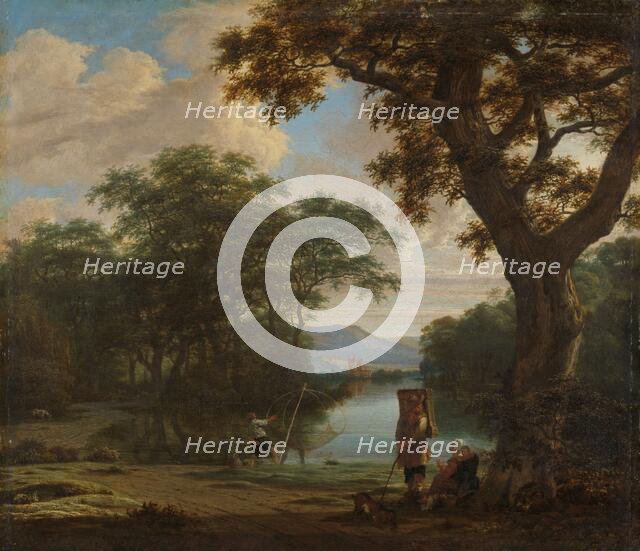 Landscape with Fisherman with a square Net, c.1645-c.1655. Creator: Joris van der Haagen.