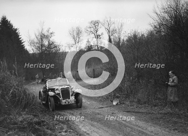 972 cc Singer competing in the Great West Motor Club Thatcher Trophy, 1938. Artist: Bill Brunell.