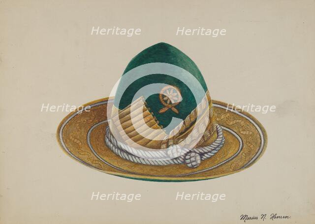 Spanish Southwest: Hat, c. 1937. Creator: Marius Hansen.