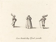 Lady Seen from Behind, and Two Gentlemen, probably 1634. Creator: Jacques Callot.