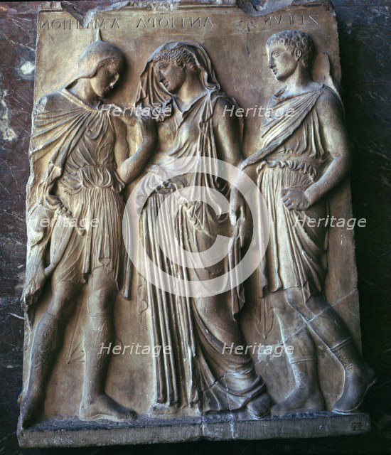 Hellenistic Greek relief of Orpheus and Eurydice, 4th century BC. Artist: Unknown